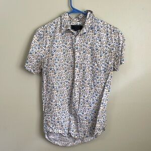 Forever 21 men’s extra small white floral print short sleeve button up